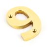 Polished Brass Numeral 9