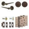 Complete Gio Door Handle Pack - Heavy Duty Tubular Bathroom (Standard Thumb Turn) - Dark Bronze - 64mm / 4-inch Hinges - JE-E30A3-DB