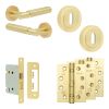 Complete Bloom Door Handle Pack - Sashlock - Satin Brass - 76mm / 4-inch Hinges - JE-B8A8-SB