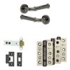 Complete Classic Door Handle Pack - Heavy Duty Latch - Black Nickel - 102mm / 3-inch Hinges - JE-A22B-BN