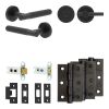 Complete Venice Door Handle Pack - Heavy Duty Tubular Bathroom (Plain Thumb Turn) - Matt Black - 64mm / 3-inch Hinges - JE-F30B2-MB