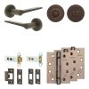 Complete Gio Door Handle Pack - Heavy Duty Tubular Bathroom (Standard Thumb Turn) - Dark Bronze - 76mm / 4-inch Hinges - JE-E31A3-DB