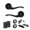 Old English Warwick Door Handle Pack (Euro Lock Set - 2.5" CE Sashlock, 4" Slim Knuckle Hinges x2) - Matt Black