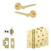 Complete Gio Door Handle Pack - Heavy Duty Latch - Satin Brass - 64mm / 4-inch Hinges - JE-E20A-SB