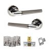 STATUS Tennessee Door Handle Pack (Latch Set - 2.5" CE Latch, 4" Fire Rated Hinges x3) - Black Nickel/Polished Chrome