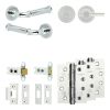 Complete Classic Door Handle Pack - Heavy Duty Tubular Bathroom (Plain Thumb Turn) - Polished Chrome - 64mm / 4-inch Hinges - JE-A30A2-PC