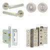 Complete Venice Door Handle Pack - Bathroom Lock (Standard Thumb Turn) - Satin Nickel - 76mm / 3-inch Hinges - JE-F6B3-SN