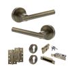 STATUS Nebraska Door Handle Pack (Euro Lock Set - 2.5" CE Sashlock, 4" Slim Knuckle Hinges x2) - Antique Brass