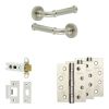 Complete Classic Door Handle Pack - Heavy Duty Latch - Satin Nickel - 76mm / 4-inch Hinges - JE-A21A-SN