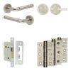 Complete Midtown Door Handle Pack - Bathroom Lock (Plain Thumb Turn) - Satin Nickel - 65mm / 3-inch Hinges - JE-G5B2-SN
