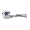 STATUS Texas Lever Door Handle on Round Rose - Satin Chrome (Pair)