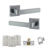 STATUS Montana Door Handle Pack (Latch Set - 2.5" CE Latch, 4" Fire Rated Hinges x3) - Satin Chrome