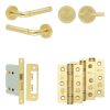 Complete Midtown Door Handle Pack - Bathroom Lock (Plain Thumb Turn) - Satin Brass - 76mm / 3-inch Hinges - JE-G6B2-SB
