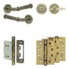Complete Classic Door Handle Pack - Bathroom - Antique Brass - By Frelan Hardware - JE-A6A2-AB