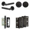 Complete Venice Door Handle Pack - Bathroom Lock (Standard Thumb Turn) - Matt Black - 65mm / 3-inch Hinges - JE-F5B3-MB