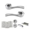 STATUS Texas Door Handle Pack (Bathroom Set - 3" CE Bathroom Lock, 4" Fire Rated Hinges x3) - Satin Chrome
