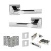 STATUS Kansas Door Handle Pack (Euro Lock Set - 2.5" CE Sashlock, 3" Fire Rated Hinges x3) - Polished Chrome