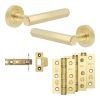 Complete Hex Door Handle Pack - Internal Doors - Satin Brass - 76mm / 3-inch Hinges - JE-C3B-SB