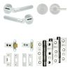 Complete Venice Door Handle Pack - Heavy Duty Tubular Bathroom (Plain Thumb Turn) - Polished Chrome - 64mm / 3-inch Hinges - JE-F30B2-PC