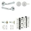 Complete Classic Door Handle Pack - Heavy Duty Tubular Bathroom (Plain Thumb Turn) - Polished Chrome - 102mm / 3-inch Hinges - JE-A32B2-PC