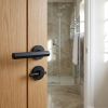 Complete Hex Door Handle Pack - Heavy Duty Tubular Bathroom (Plain Thumb Turn) - Matt Black - 102mm / 4-inch Hinges - JE-C32A2-MB