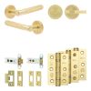 Complete Bari Door Handle Pack - Heavy Duty Tubular Bathroom (Knurled Thumb Turn) - Satin Brass - 76mm / 3-inch Hinges - JE-D31B1-SB