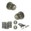 Old English Ripon Door Knob Pack (Lock Set - Horizontal Sashlock, 3" Fire Rated Hinges x3) - Matt Gun Metal