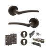 STATUS Indiana Door Handle Pack (Euro Lock Set - 3" CE Sashlock, 4" Slim Knuckle Hinges x2) - Urban Dark Bronze