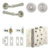 Complete Classic Door Handle Pack - Heavy Duty Tubular Bathroom (Standard Thumb Turn) - Satin Nickel - 64mm / 4-inch Hinges - JE-A30A3-SN