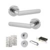 STATUS Carolina Door Handle Pack (Bathroom Set - 3" CE Bathroom Lock, 4" Slim Knuckle Hinges x2) - Polished Chrome