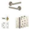 Complete Bari Door Handle Pack - Heavy Duty Latch - Satin Nickel - 76mm / 4-inch Hinges - JE-D21A-SN