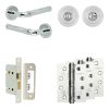 Complete Midtown Door Handle Pack - Bathroom Lock (Standard Thumb Turn) - Polished Chrome - 65mm / 4-inch Hinges - JE-G5A3-PC