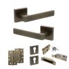 STATUS Montana Door Handle Pack (Euro Lock Set - 3" CE Sashlock, 4" Slim Knuckle Hinges x2) - Antique Brass