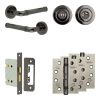 Complete Midtown Door Handle Pack - Bathroom Lock (Standard Thumb Turn) - Black Nickel - 76mm / 4-inch Hinges - JE-G6A3-BN