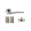 STATUS Indiana Door Handle Pack (Latch Set - 3" CE Latch, 4" Slim Knuckle Hinges x2) - Satin Chrome/Polished Chrome