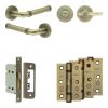 Complete Midtown Door Handle Pack - Bathroom - Antique Brass - By Frelan Hardware - JE-G5B2-AB