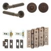 Complete Bloom Door Handle Pack - Heavy Duty Tubular Bathroom (Standard Thumb Turn) - Dark Bronze - 76mm / 3-inch Hinges - JE-B31B3-DB