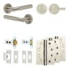 Complete Bari Door Handle Pack - Heavy Duty Tubular Bathroom (Knurled Thumb Turn) - Satin Nickel - 64mm / 4-inch Hinges - JE-D30A1-SN