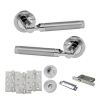 STATUS Dakota Door Handle Pack (Bathroom Set - 3" CE Bathroom Lock, 4" Fire Rated Hinges x3) - Satin Chrome/Polished Chrome