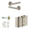 Complete Bari Door Handle Pack - Heavy Duty Latch - Satin Nickel - 102mm / 3-inch Hinges - JE-D22B-SN