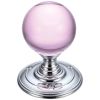 Zoo Hardware Glass Ball Mortice Knob - 55mm - Polished Chrome / Pink Glass