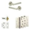 Complete Venice Door Handle Pack - Heavy Duty Latch - Satin Nickel - 76mm / 4-inch Hinges - JE-F21A-SN