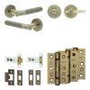 Complete Venice Door Handle Pack - Heavy Duty Tubular Bathroom (Plain Thumb Turn) - Antique Brass - 76mm / 3-inch Hinges - JE-F31B2-AB