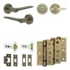 Complete Gio Door Handle Pack - Heavy Duty Tubular Bathroom (Plain Thumb Turn) - Antique Brass - 76mm / 3-inch Hinges - JE-E31B2-AB