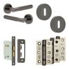 Complete Bari Door Handle Pack - Sashlock - Black Nickel - 76mm / 3-inch Hinges - JE-D8B8-BN