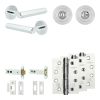 Complete Hex Door Handle Pack - Heavy Duty Tubular Bathroom (Standard Thumb Turn) - Polished Chrome - 102mm / 4-inch Hinges - JE-C32A3-PC