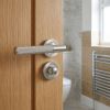 Complete Bari Door Handle Pack - Heavy Duty Tubular Bathroom (Standard Thumb Turn) - Satin Nickel - 76mm / 3-inch Hinges - JE-D31B3-SN