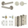 Complete Bari Door Handle Pack - Heavy Duty Tubular Bathroom (Knurled Thumb Turn) - Satin Nickel - 64mm / 3-inch Hinges - JE-D30B1-SN