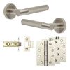 Complete Bari Door Handle Pack - Internal Doors - Satin Nickel - 64mm / 4-inch Hinges - JE-D1A-SN