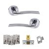 Eco Swell Door Handle Pack (Latch Set - 2.5" CE Latch, 4" Fire Rated Hinges x3) - Satin Chrome/Polished Chrome